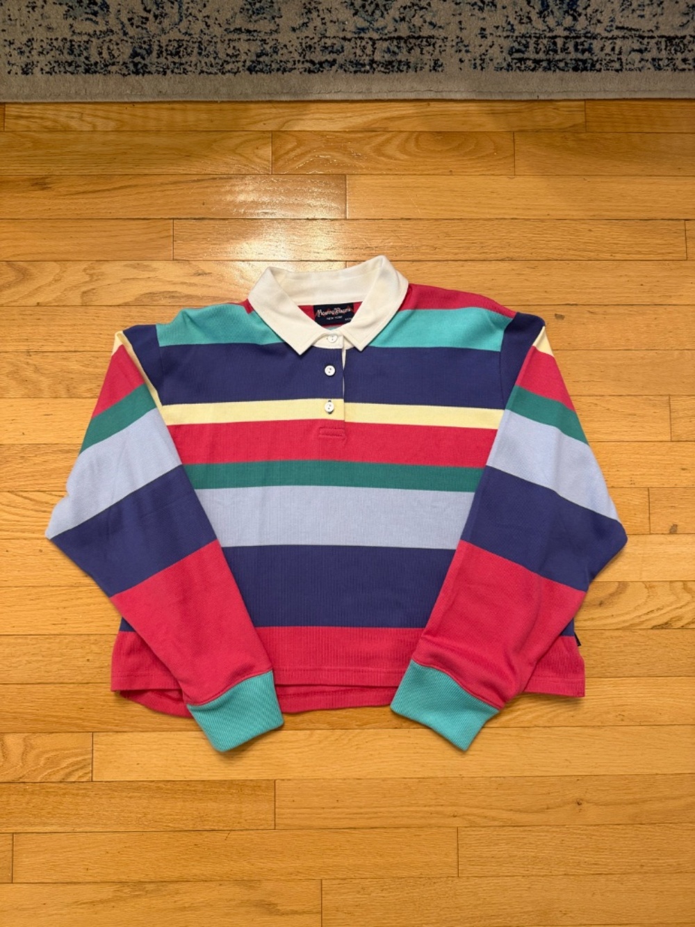 Rowing Blazers Cropped Rugby Shirt Long Sleeve Striped Size XXXL